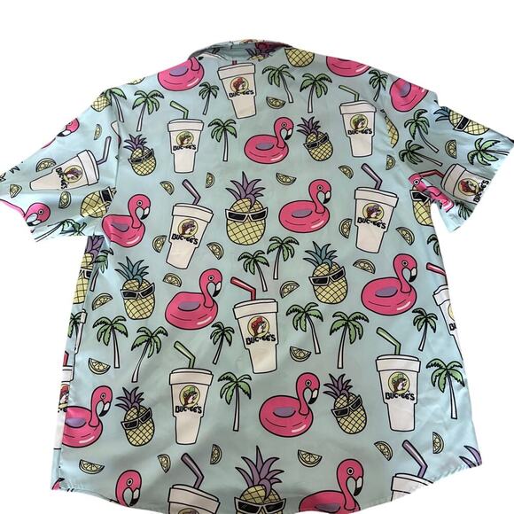 Buc-ee’s flamingo pineapple drink shirt XL novelty button up summer core - Picture 2 of 6